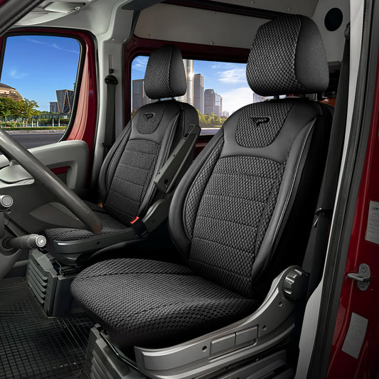 Sitzbezüge Ford Transit Custom 2023 - heute – Prestige schwarz – perfekte Passform (Sitz/Sitz)