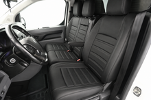 Sitzbezüge Peugeot Expert 2016 - heute – Fezz Schwarz – Sitzbezüge aus Kunstleder – perfekte Passform (Sitz/Doppelsitzbank-mit geteilter Sitzfläche der Doppelsitzbank)