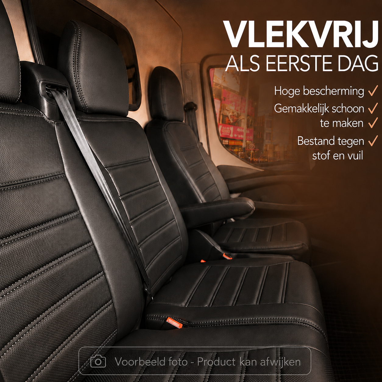 Sitzbezüge Volkswagen ID-Buzz 2022- heute – Fezz Schwarz – Sitzbezüge aus Kunstleder – perfekte Passform (Sitz/Doppelsitzbank)