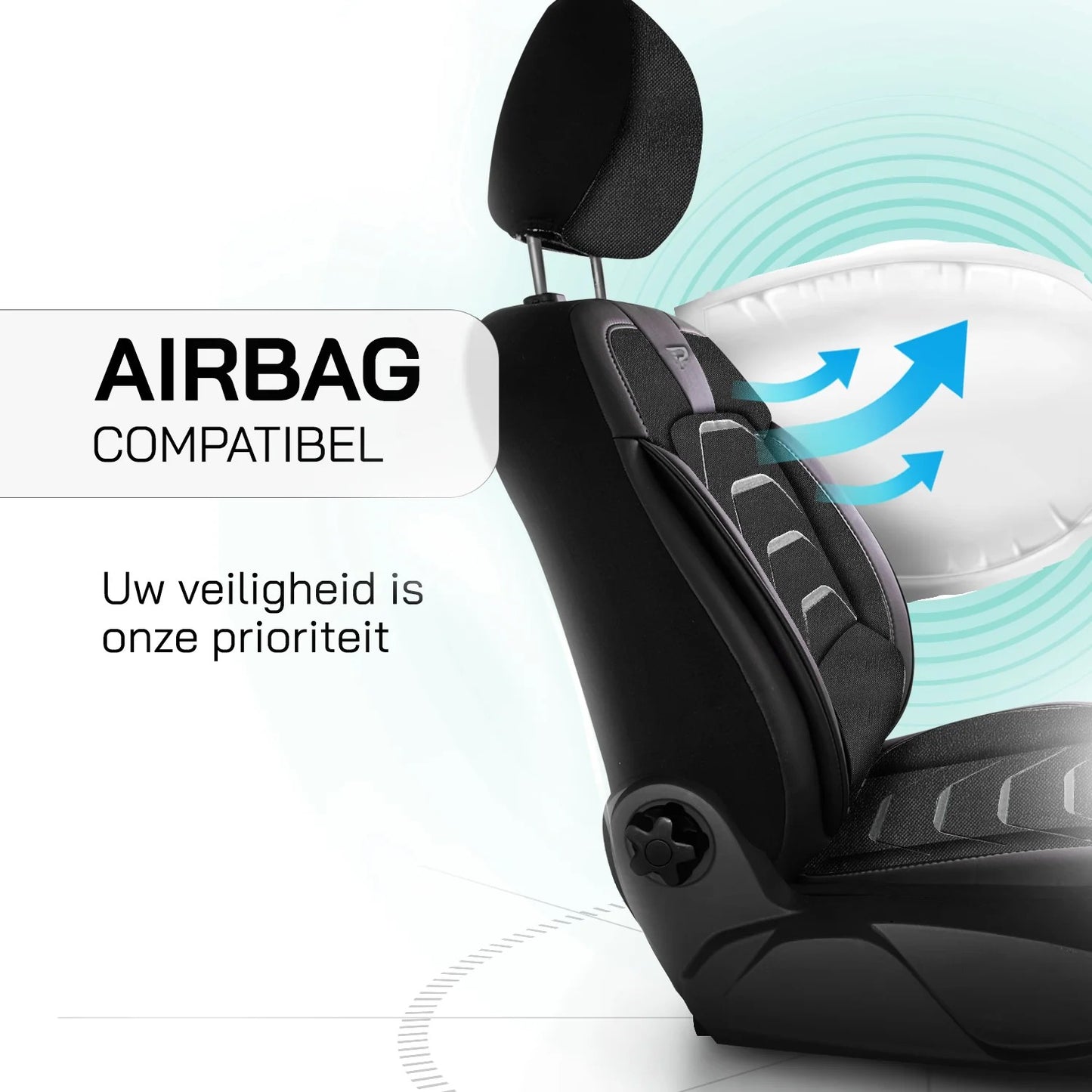 Stoelhoezen Volkswagen Transporter T6.1 2019 – 2024 – Bodrum zwart/grijs – perfecte pasvorm (Stoel/Bank)