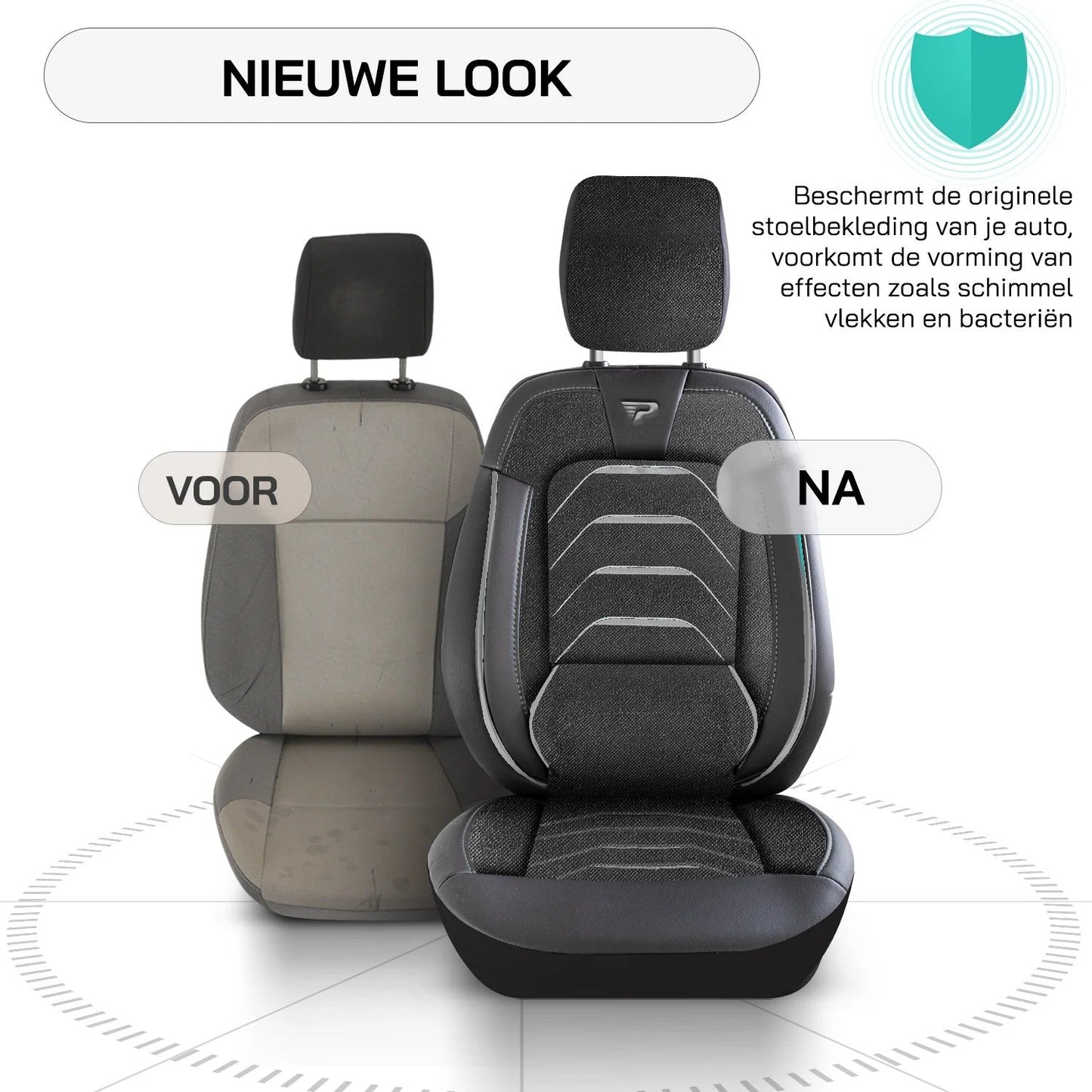 Bodrum stoelhoes, stoelhoezen voor Nissan NV300 2014 - 2021, Schwarz Grau, Jacquardstoff Lederoptik, Sitz/Bank - mit geteilte