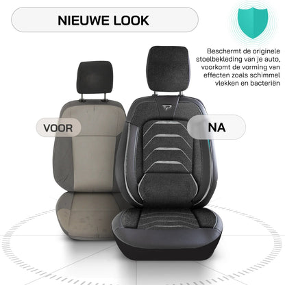 Sitzbezüge Peugeot Boxer 2006 – heute – Bodrum Schwarz Grau – perfekte Passform (Sitz/Sitz)