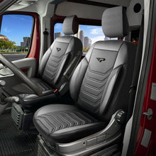 Sitzbezüge Ford E-Transit Custom 2023 - heute – Florida schwarz/grau – perfekte Passform (Sitz/Sitz)
