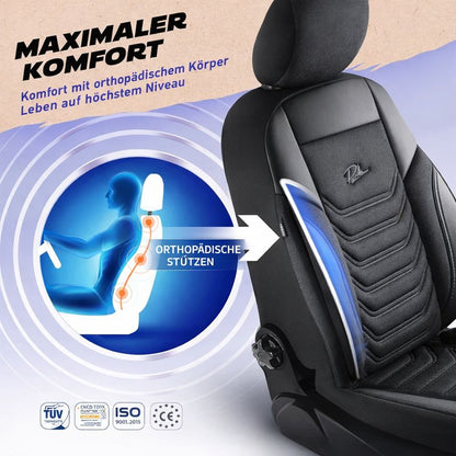 Sitzbezüge Ford E-Transit 2022 - heute – Florida schwarz/grau – perfekte Passform (Sitz/Sitz)