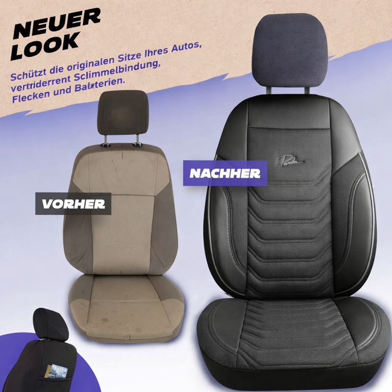 Sitzbezüge Ford E-Transit 2022 - heute – Florida schwarz/grau – perfekte Passform (Sitz/Sitz)