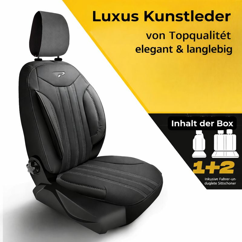 Sitzbezüge Renault Trafic  E-Tech electric 2022 - heute – Miami schwarz – perfekte Passform (Sitz/Bank-ohne geteilte Sitzfläche und Rückenlehne der Doppelsitzbank)