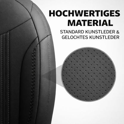 Sitzbezüge Ford E-Transit 2022 - heute – Miami schwarz – perfekte Passform (Sitz/Sitz)