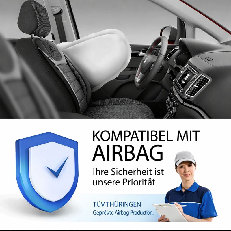 Sitzbezüge Ford E-Transit Custom 2023 - heute – Prestige schwarz – perfekte Passform (Sitz/Sitz)